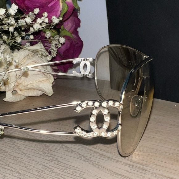CHANEL | Silver And Crystal Aviators - Picture 2 of 4
